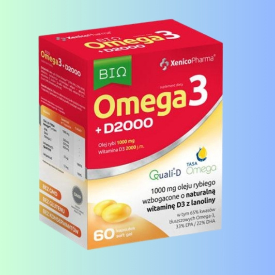 BIO Omega 3 + D2000 Xenico Pharma 60 kapsułek – zdrowie serca i układu ...